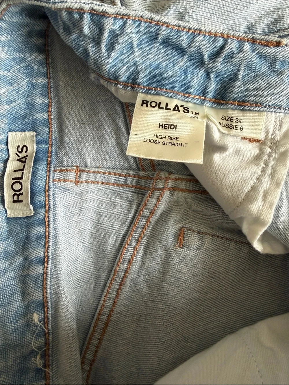 Rolla’s Heidi Jeans Size 24 High Rise Wide Leg Light Wash Denim - Picture 7 of 13